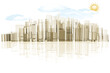 © massimo_g - skyline città su sfondo bianco con riflesso.
