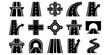 © SAYEDUR - Set of black highway road icons showing various infrastructure elements isolated on a white background for website design templates.
