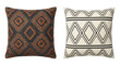 © LABONI - Set of two decorative throw pillows with geometric patterns isolated on transparent background