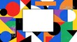 © Rahesa - Colorful Geometric Shapes with Central White Rectangle.