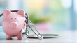 © Generative AI - Pink piggy bank with stethoscope symbolizing healthcare savings and financial planning for medical expenses