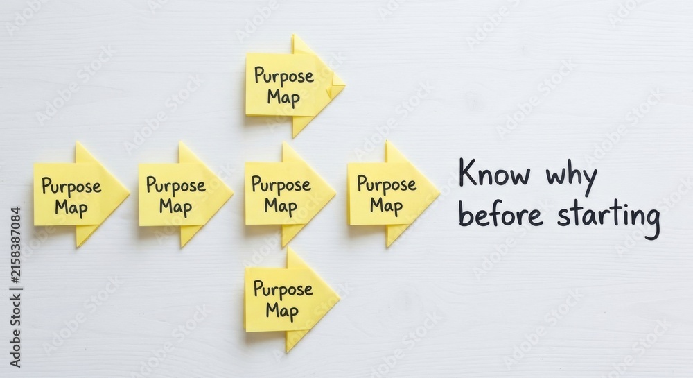 Arror Sticky Notes Yellow Purpose Map Sticky Notes Arranged as Arrows Pointing Forward ...