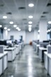 © Generative AI - Empty modern office interior with rows of desks and computers under bright ceiling lights creating a professional atmosphere