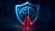 © Doel Studio - Artificial intelligence brain inside protective shield breaking down into red binary code during cyber attack