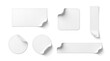 © RAIHANUL - Set of white blank adhesive stickers and labels with peeled corners mockup adhesive template isolated rectangle branding collection business commercial promotion discount stationery