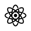 © shahin11 - Black and white atom with orbiting electrons, isolated on a white background, for physics, chemistry, and scientific education concepts