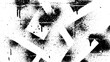 © DARK GRASS - White spray paint graffiti on rough brick wall with dripping effects and textured surface