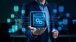 © A Damani - Man in suit holding glowing database management symbol surrounded by multiple connected storage node