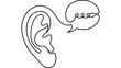 © Elvfact22 - Continuous one line drawing of a human ear connected to a speech bubble.