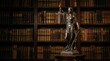 © Funster - A bronze sculpture of the goddess of justice as a symbol of law and order in a library.