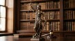 © Funster - A symbolic representation of law and order with the goddess Themis, justice scales, and a judge's hammer.