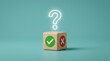 © Funster - Choosing a method or business strategy with yes and no symbols on a wooden cube.