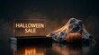 © Ayasin - Halloween sale glowing glass sign podium spider web background