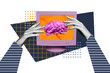 © deagreez - Composite sketch image design trend artwork collage of incognito hand touch hold monitor retro vintage computer brain creative think