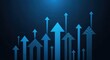 © MstZulakha - Multiple blue arrows pointing upwards on a dark background, representing growth and success