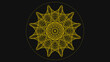 © Nazrulnt01 - Golden geometric mandala pattern in a circular frame against a dark background representing unity and symmetry