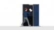 © Daniel Miler - Man casting vote inside a voting booth. White background