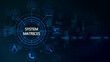 © FlexHand Studio - System matrices concept displayed with glowing blue digital network lines, and circular interface on a dark background, with a subtle, map pattern for, complex computing themes