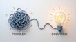 © abdul studio - Simplifying complexity strategy showing messy tangled wire becoming bright lightbulb symbolizing business problem resolution and clear solutions