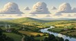 © Mr Isharyanto - Smiling clouds over green countryside landscape.
