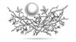 © TAJ - Vintage rosehip sketch with thorny branches. Hand drawn botanical illustration of wild berries. Engraved floral design element.