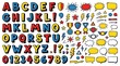 © hamza - Retro comic book style alphabet letters numbers and decorative graphic elements design set with decorative design elements with displays collection comic