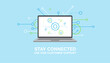 © Forhad - Business promo illustration with laptop displaying network connection diagram and customer support slogan.