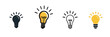 © MDTUHIN - Minimalist light bulb icons set, creative idea symbols in flat style, yellow and black glowing lamps for business innovation