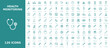 © MDABDUS - Comprehensive collection of health monitoring line icons for medical diagnostics fitness tracking and healthcare technology application design