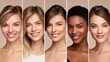 © Nart - A diverse group of five women showcase hydrated, luminous skin in an ultra-realistic editorial style. Soft reflections and gentle shadows emphasize natural beauty and healthy radiance.