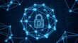 © Zoly - Blue digital padlock icon within a glowing network structure symbolizing data security and cyber protection.