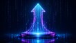 © Melisa Sunorita - Dynamic upward arrow crafted from glowing binary code, symbolizing digital transformation, data-driven growth, and future technological progress in a vibrant abstract.