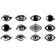 © firoz - Set of different human eye designs with various patterns and colors vector icons
