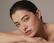 © Jelly - Radiant Glass Skin Beauty Portrait with Natural Dewy Makeup, Luminous Healthy Complexion, Minimalist Luxury Skincare Editorial, Close Up Macro Beauty Photography on Soft Neutral Studio Background