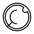© Asad - Hand-traced vector icon illustration of a magnifying glass search symbol, featuring bold black outlined circular lens with interior shine and handle, isolated on white background, perfect graphic