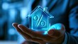 © Pisang - Hand holding transparent house with glowing percentage symbol inside