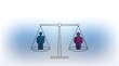 © Silviana - Balance scale comparing male and female figures for gender equality concept