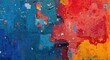 © AkuAku - Abstract Paint Texture with Vibrant Blue Red and Yellow Splashes