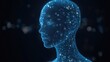 © CreativeBro - Digital Human Head Form Made of Luminous Dots in Profile View against a Dark Background