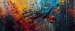 © AbstractAI - Abstract Colorful Paint Splashes on Canvas with Blue Orange and Black Tones