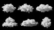 © Mst Rozina Pervin - Six distinct fluffy white cloud formations presented against a stark black background, showcasing various shapes and textures.