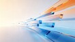 © TommyNa - Abstract transparent blue and orange glass bars flowing through bright digital space, idea for data transfer, network technology, communication and innovation banner