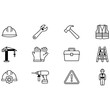 © Tawhid - Construction tools and safety equipment line icon set for building industry vector