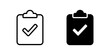©  图像 - Clipboard with check mark icons in outline and solid black versions.