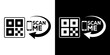 © bibin - QR code icon featuring a smartphone graphic and circular arrow with scan me text, vector illustration for mobile app downloads and mobile payment systems.