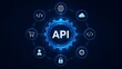 © Hamzah - Application programming interface central hub gear connecting digital software and web service icons