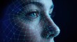 © Chayanan - Digital connection concept showing a human face with a striking blue technological overlay.
