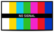 © Munnacreativehub - No signal screen with color test bars flat vector Illustration for tv broadcast and display error. Perfect for broadcast, television, media, technology, signal loss and display error design concepts.