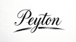 © Ulfi - A black ink calligraphy script displays the name Peyton written with artistic flowing curves and a brushstroke flourish underneath to emphasize the graceful lettering of this specific personal