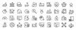 © Bushra - Loan and Credit web icons in line style. Credit card, deposit, car leasing, rate interest, calculator, income, rating, collection. Editable stroke. Vector illustration.